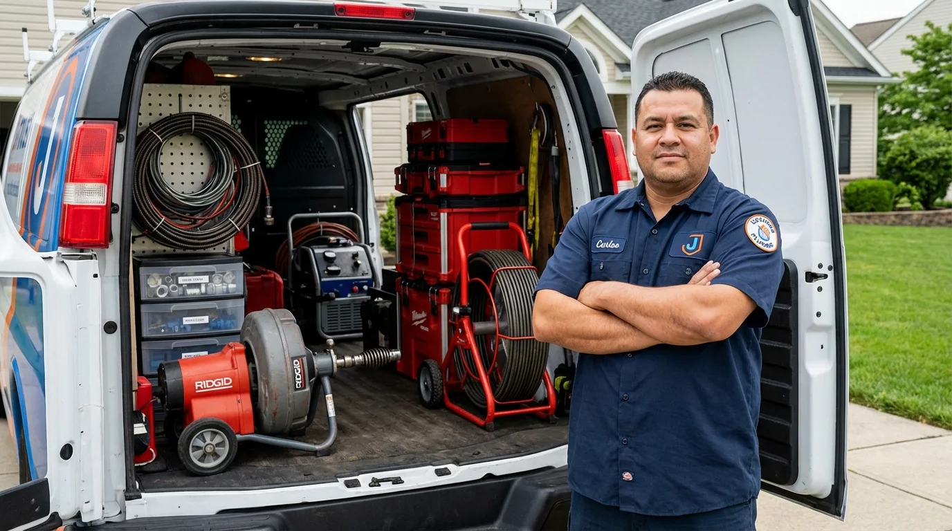 Professional drain cleaning equipment and Johns Plumbing LLC plumber in Arlington
