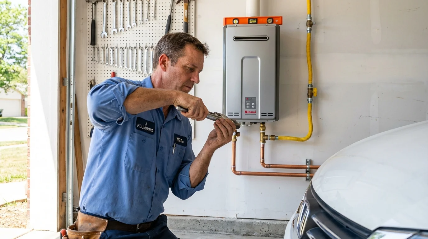 Tankless water heater installation by a Johns Plumbing LLC plumber in Arlington